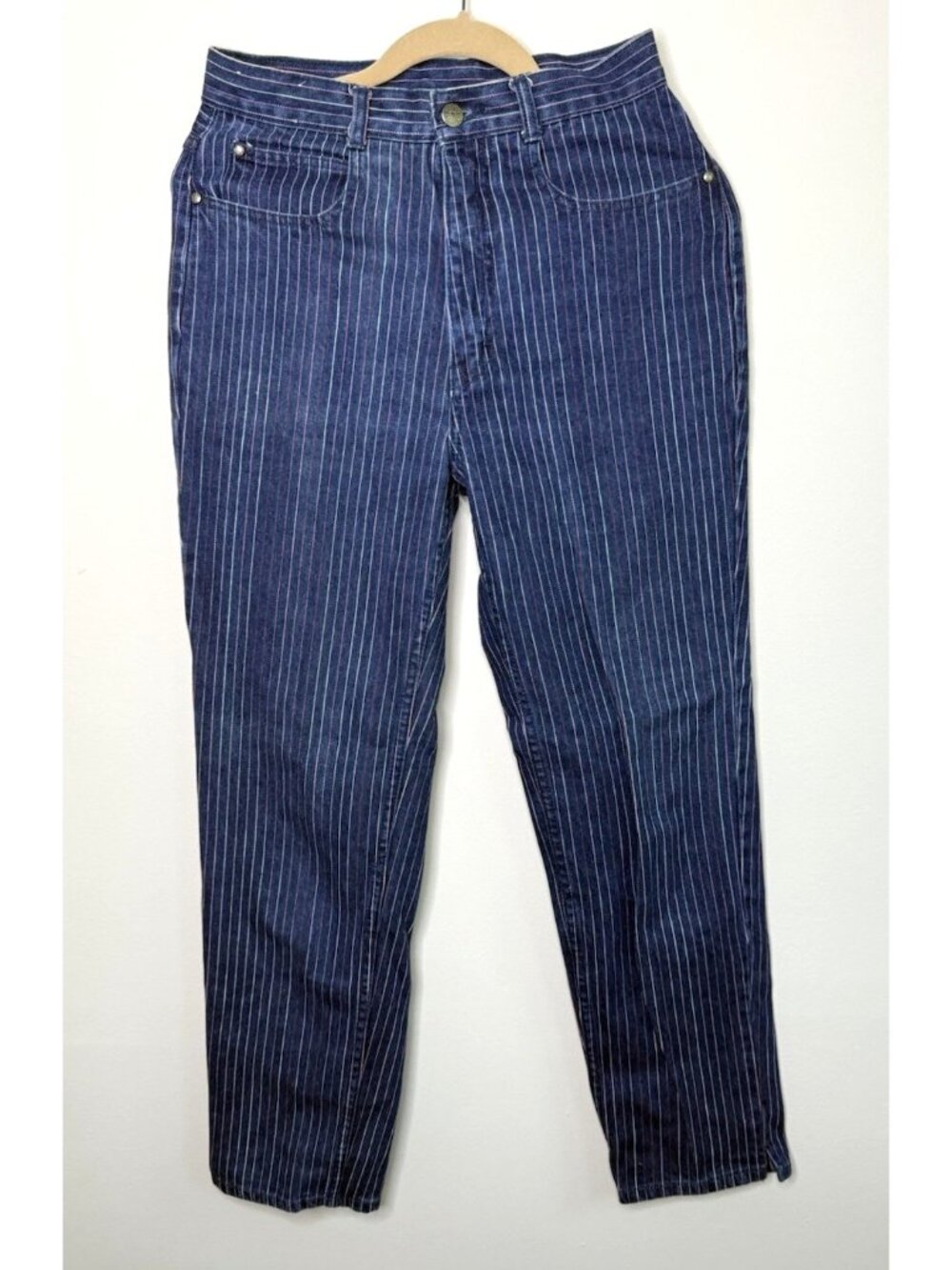 Vintage 80s Sergio Valente Jeans Pink Pinstripe High Rise Tapered Mom Streetwear